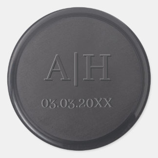 Monogram Date Black Wax Seal Sticker