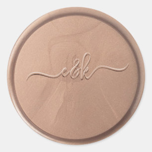 Monogram Date Chocolate Brown Wax Seal Sticker