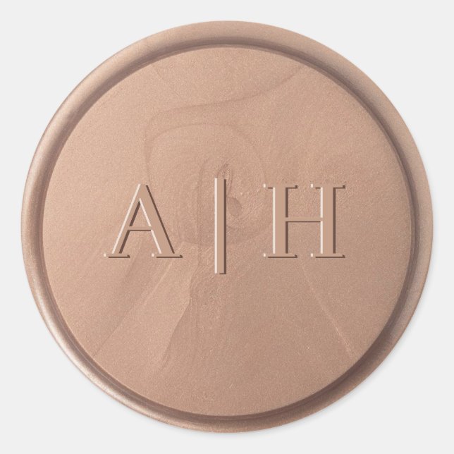 Monogram Date Chocolate Brown Wax Seal Sticker (Front)