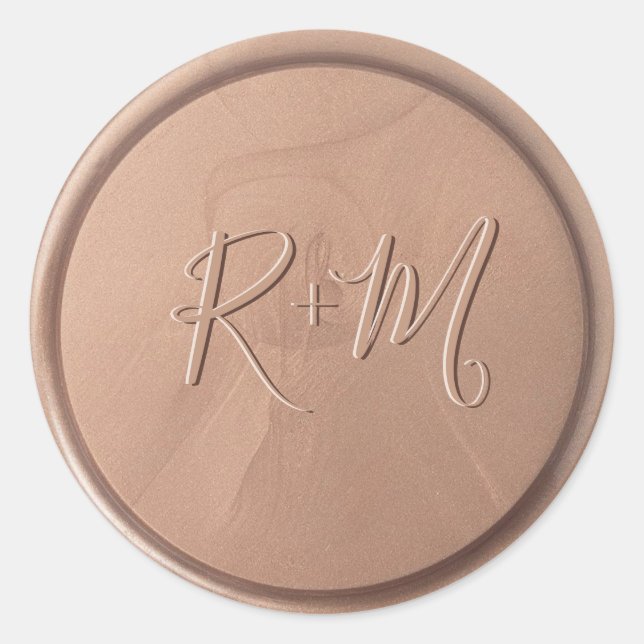 Monogram Date Chocolate Brown Wax Seal Sticker (Front)