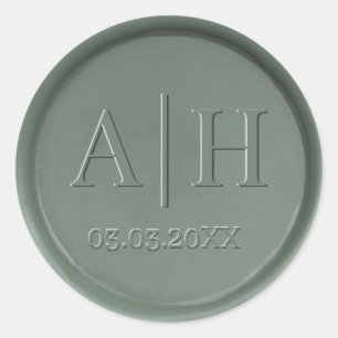 Monogram Date Dark Sage Wax Seal Sticker