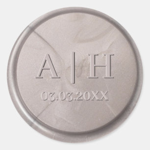 Monogram Date Pearl Gray Wax Seal Sticker