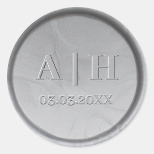 Monogram Date Silver Wax Seal Sticker
