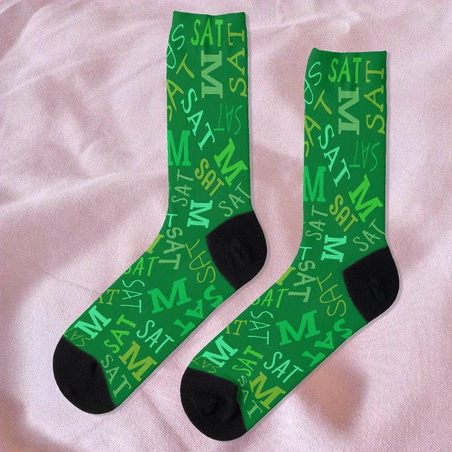 Monogram Day Of Week Irish Green Saturday Socks (Creator Uploaded)
