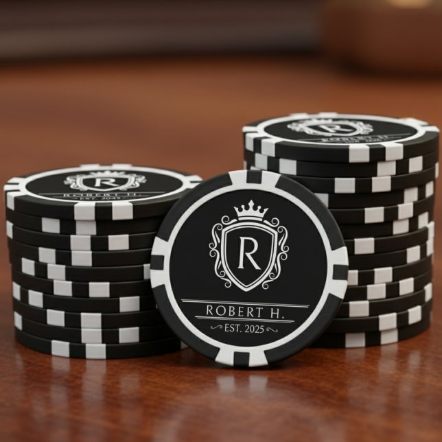 Monogram Decorative Shield Crown Black Poker Chips (Monogram Decorative Shield Crown Black Poker Chips
)