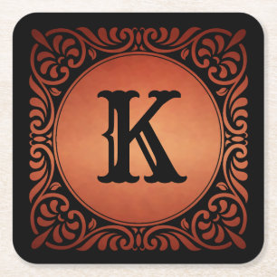Monogram Decorative Square Paper Coaster