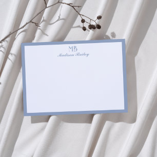 Monogram Decorative Typography Dusty Blue Card