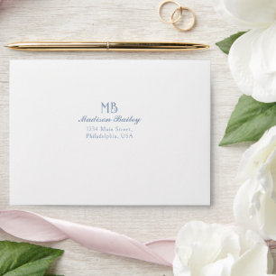 Monogram Decorative Typography   Dusty Blue Envelope