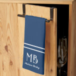 Monogram Decorative Typography | Navy Blue Tea Towel<br><div class="desc">A modern and elegant kitchen towel designed with two white borders,  a decorative typography monogram and a classic serif font. Perfect for personal use,  a gift to Mum,  aunt,  chef or baker friend,  or merchandise items for business.</div>