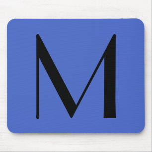 Monogram Deep Royal Black Modern Add Name Initial Mouse Mat