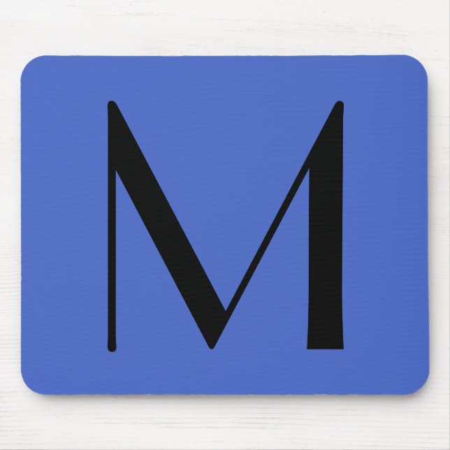 Monogram Deep Royal Black Modern Add Name Initial Mouse Mat (Front)