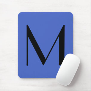 Monogram Deep Royal Black Modern Add Name Initial Mouse Mat