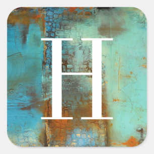 Monogram   Deja Blue Square Sticker