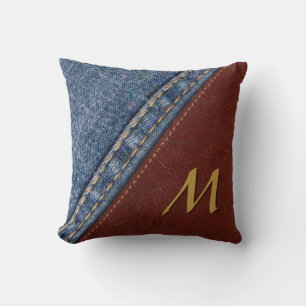 Monogram Denim and Leather Cushion