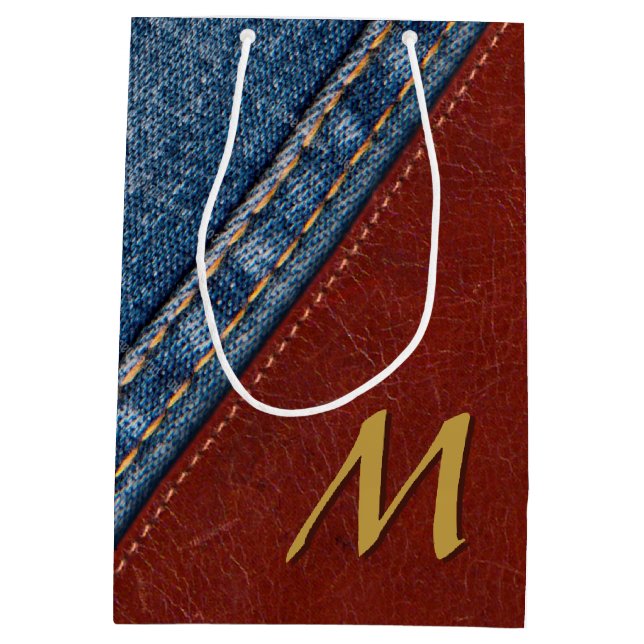 Monogram Denim and Leather Medium Gift Bag (Back)
