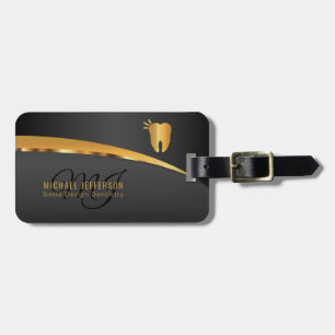 Monogram  Dental - Black and Gold Luggage Tag