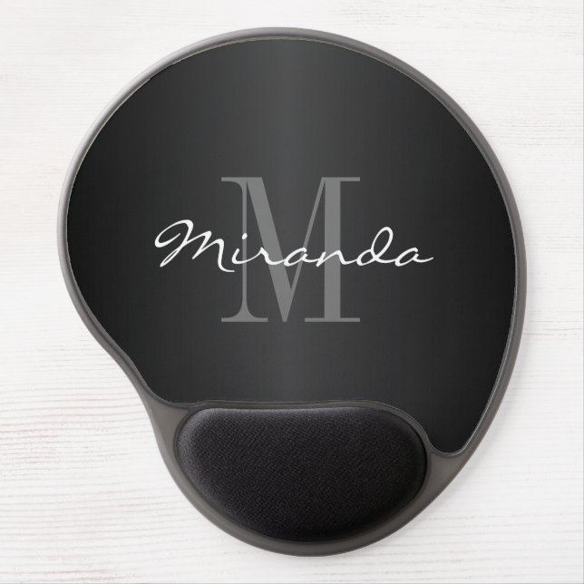 Monogram Design | Classic Black, Grey and White Gel Mouse Mat (Front)