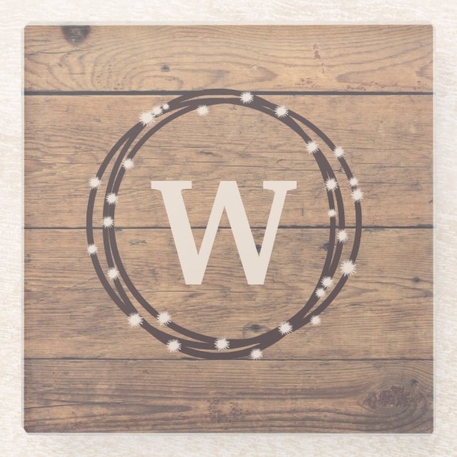 Monogram design glass coaster (Front)