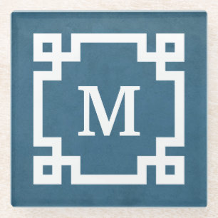 Monogram design glass coaster