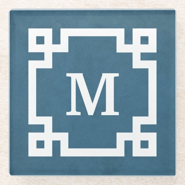 Monogram design glass coaster (Front)