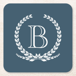 Monogram design square paper coaster