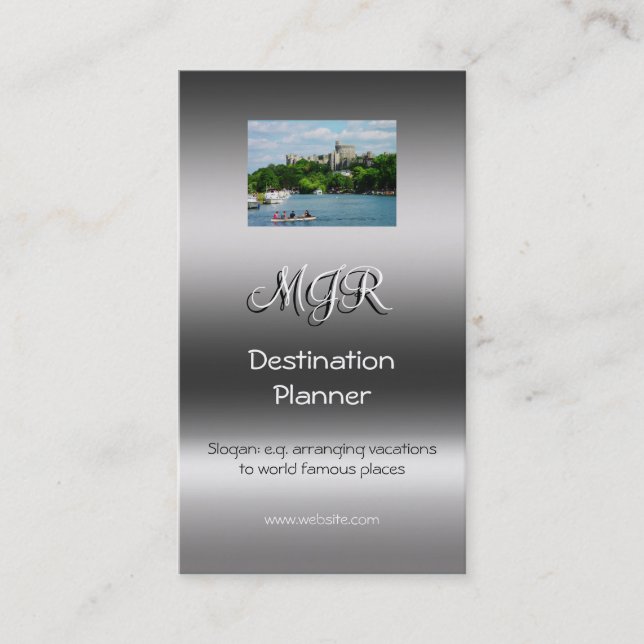 Monogram, Destination Planner, metallic-effect Business Card (Front)