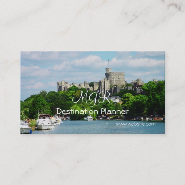 Monogram, Destination Planner, Travel Vacations Business Card (Front)