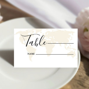 Monogram destination travel theme wedding place card