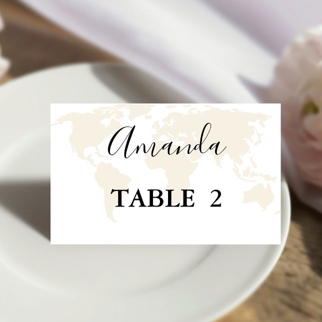 Monogram destination travel theme wedding place card (Creator Uploaded)