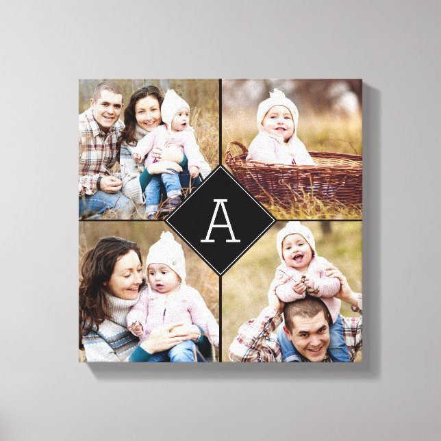 Monogram Diamond Custom Photo Canvas Print (Front)