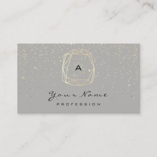Monogram Diamond Grey Gold Confetti  Blogger Appointment Card