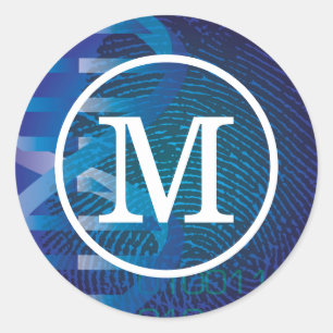 Monogram DNA Fingerprint Classic Round Sticker