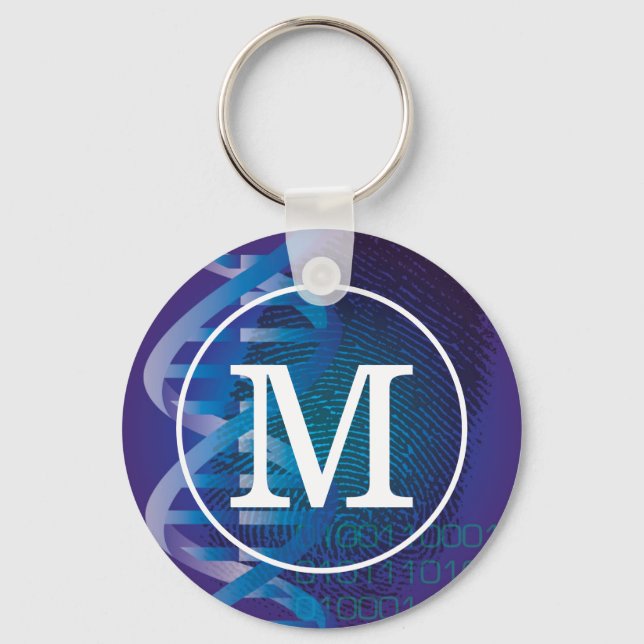 Monogram DNA Fingerprint Science Key Ring (Front)