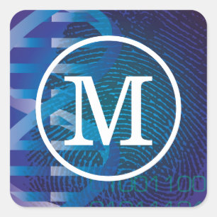 Monogram DNA Fingerprint Science Square Sticker