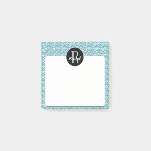 Monogram Doodle Swirl Pattern Background Post-it Notes