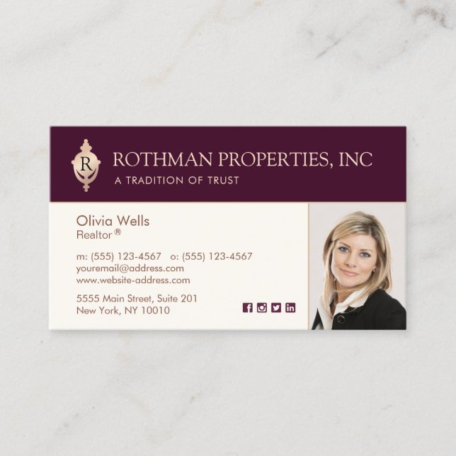 Monogram Door Knocker  Real Estate  Photo  Busines Business Card (Front)