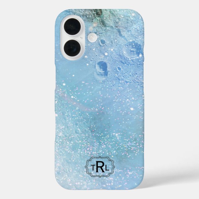 Monogram Double Frame Moon Crater Surface Case-Mate iPhone Case (Back)