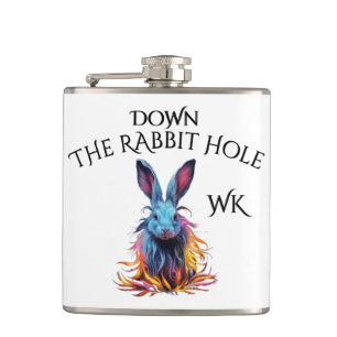 Monogram Down the Rabbit Hole Blue Bunny Hip Flask