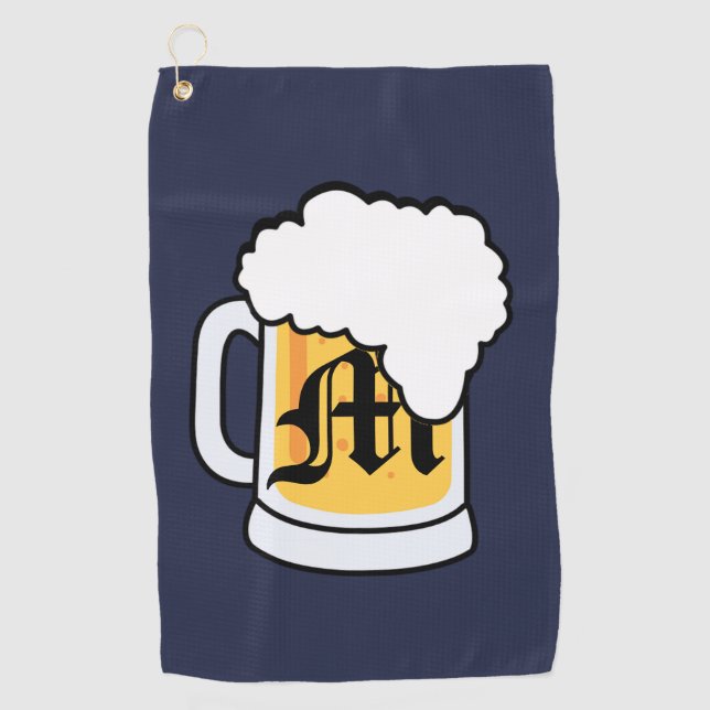 Monogram Draught   Beer Mug Golf Towel (Front)