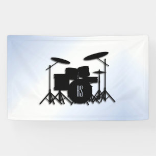 Monogram Drum Set Blue Accent  Banner