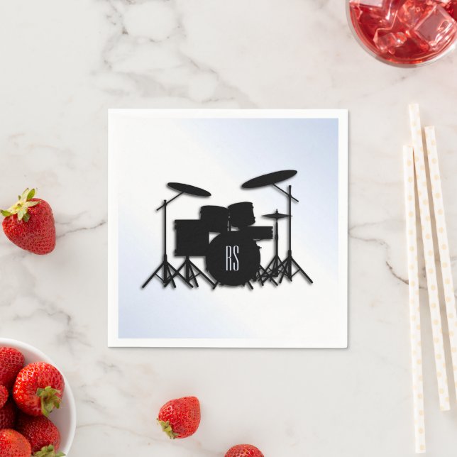 Monogram Drum Set Blue Accent  Napkin (Insitu)