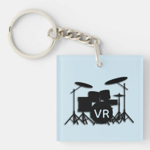Monogram Drum Set Case  Silver Plated Necklace Key Ring