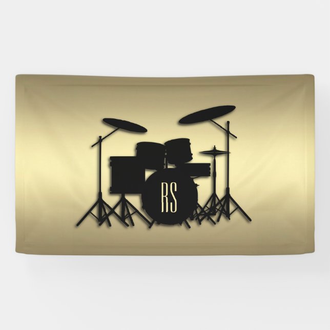 Monogram Drum Set Gold Banner (Horizontal)