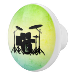 Monogram Drum Set Green Ceramic Knob