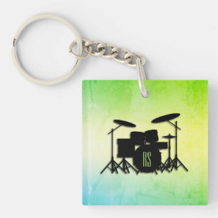 Monogram Drum Set Green Key Ring