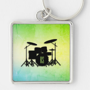 Monogram Drum Set Green Key Ring