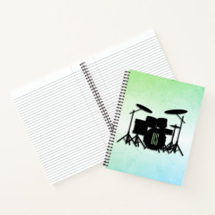 Monogram Drum Set Green Notebook