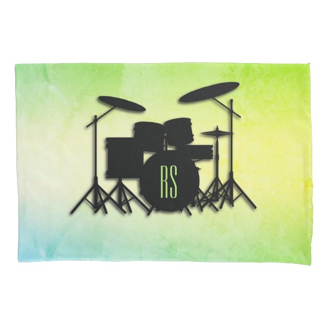 Monogram Drum Set Green Pillowcase (Front)