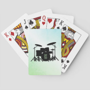 Monogram Drum Set Green Playing Cards