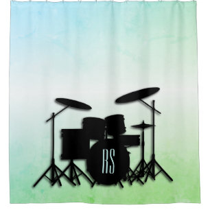 Monogram Drum Set Green Shower Curtain
